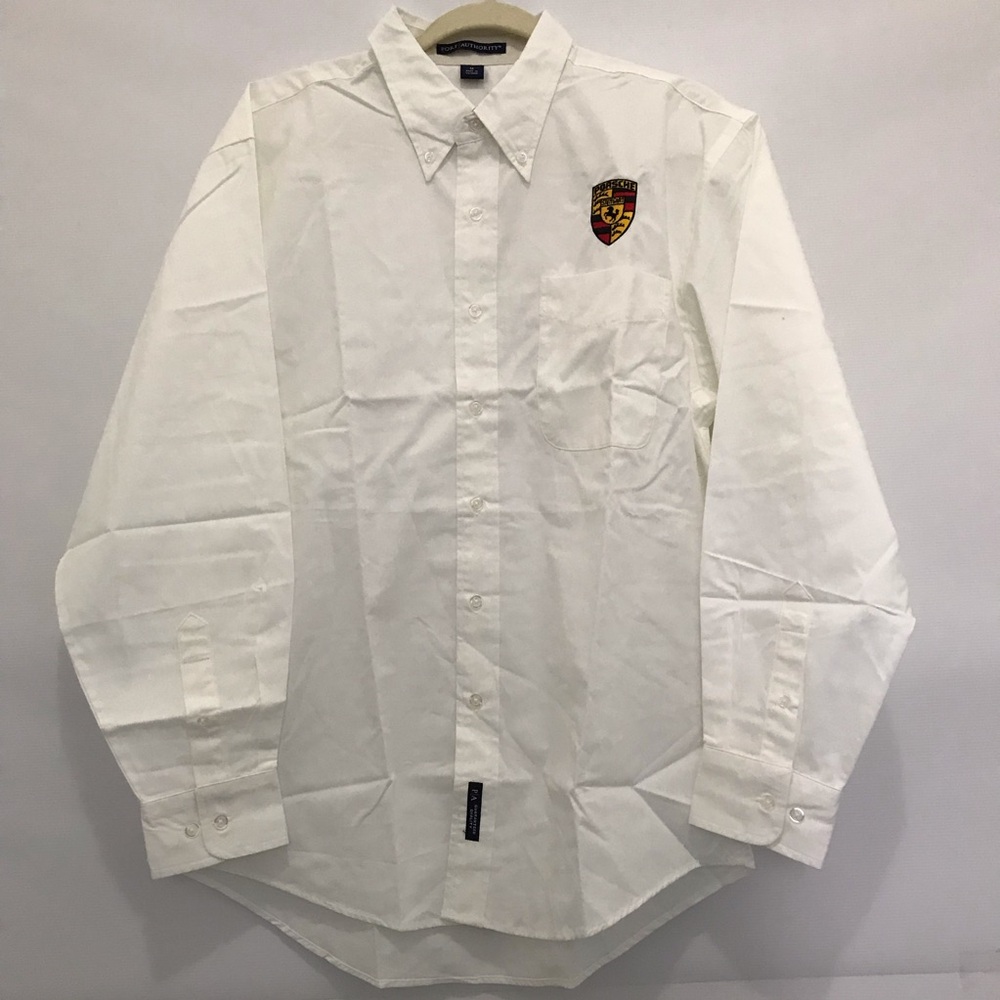 Port Authority White Men's Shirt with Embroidered Porsche Logo Size M
